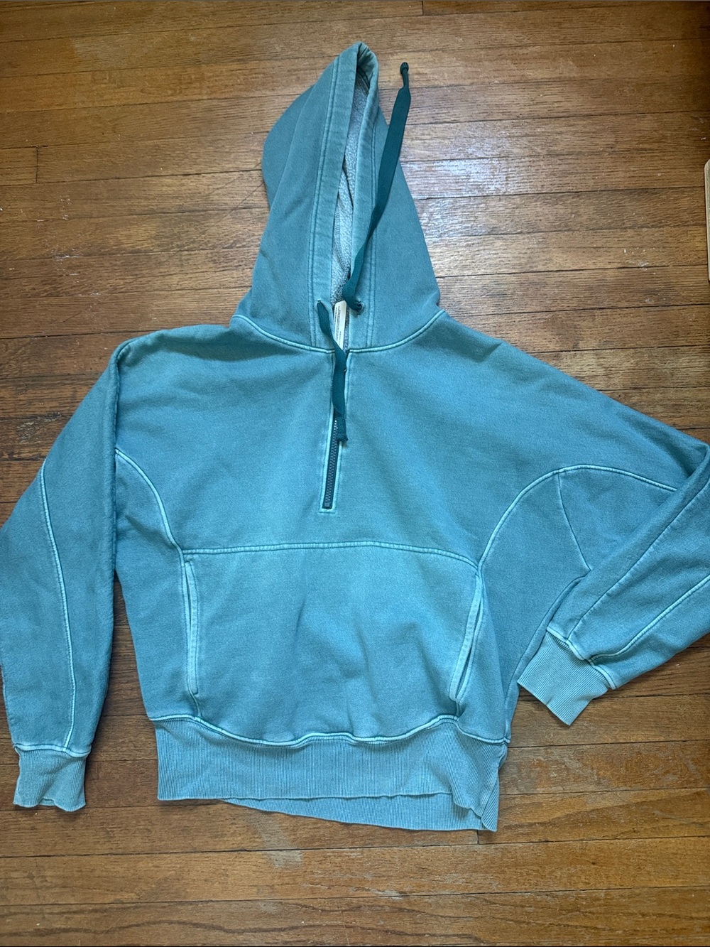 Green Hooded Pullover sweatshirt- Casual Half-Zip Hoodie